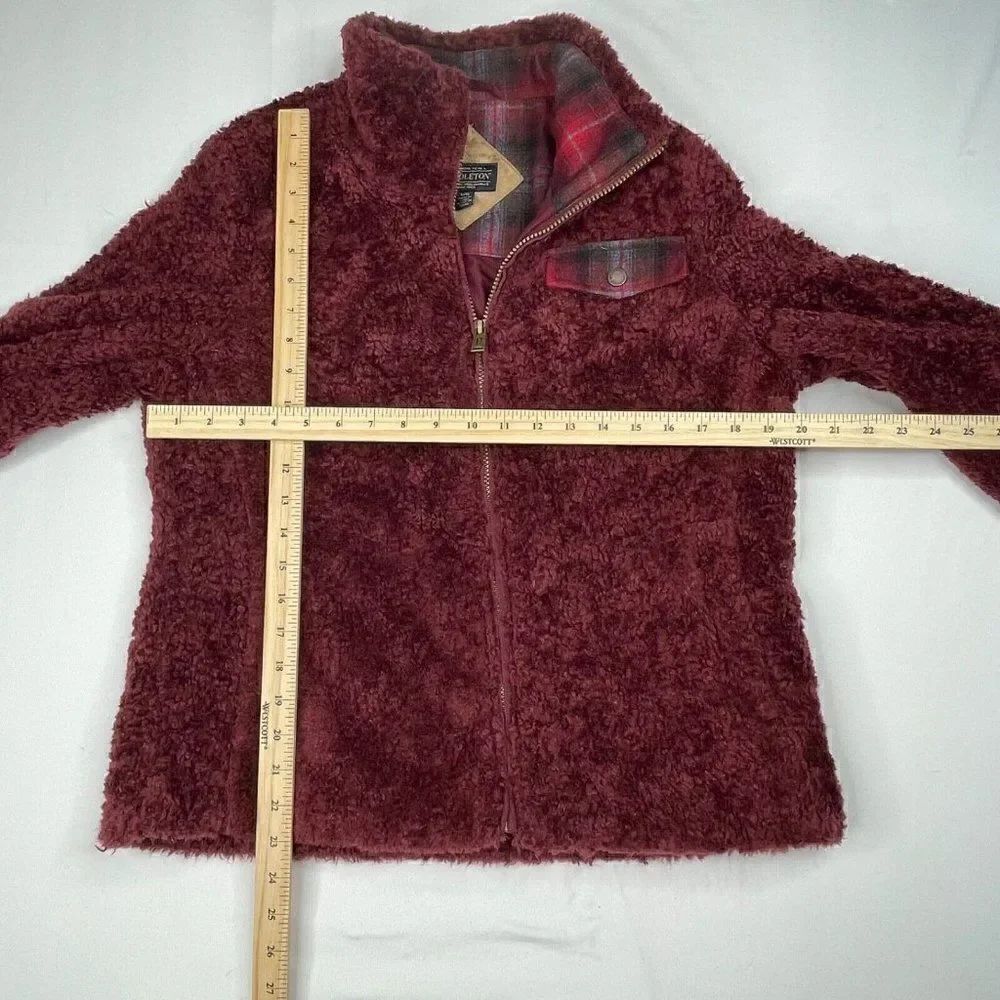 Pendleton Red Fuzzy Deep Pile Sherpa Jacket Medium - Picture 14 of 16
